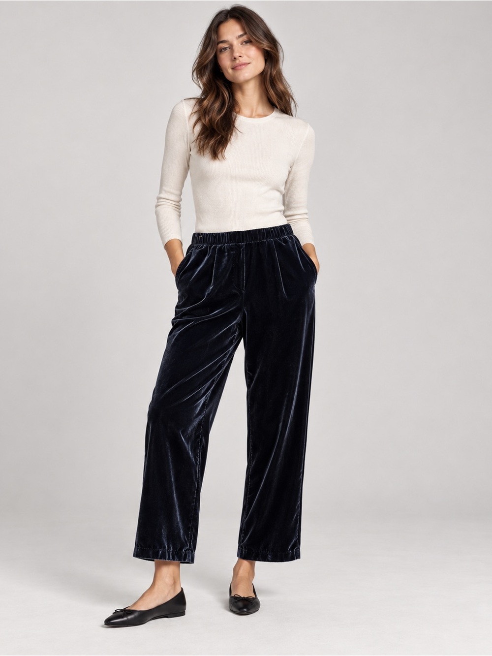Ann Taylor Velvet Wide-Leg Pants in dark green